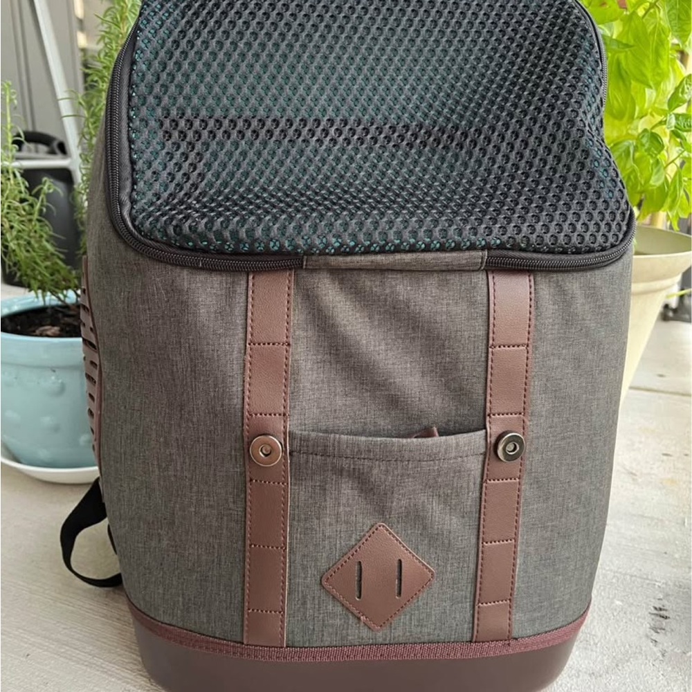 Gray and Brown Pet Carrier Backpack - Picture 9 of 11